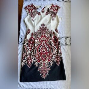 Nine West Cream, Red and Black Sleeveless Dress